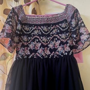 Navy Blue Floral Dress