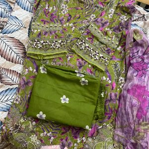 Unstitched Pakistani Suit With Patchworks