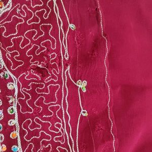 Red Full Hand Work Saree