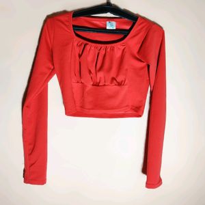 Red Printed Casual Top (Women's)