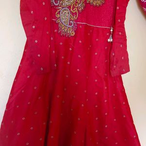 Red Chudidhar Top