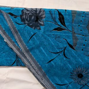 Shining Type - Beautiful Blue - Grey Combo Saree