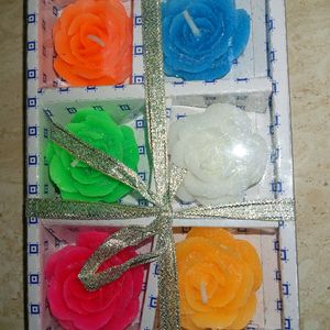 Rose Flower Floatting Candles 6 Multi Colour Diya