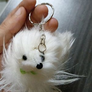 White Dog Keychain