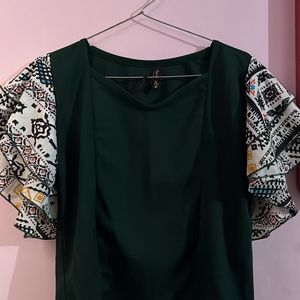 Green Colour Top For Party Wear