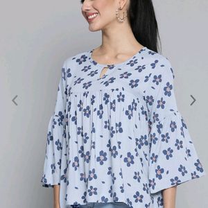 Folral Gathered Top