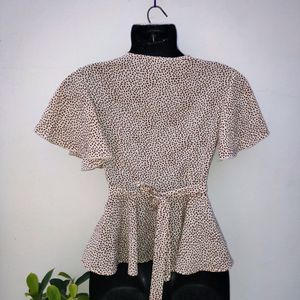 Shein Cute Little Heart Print Wrap Up Top