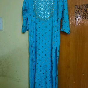 Beautiful blue kurti with Zari work