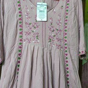 A Line Kurta With Multicolour Embroidery