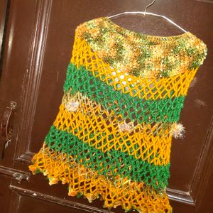 Women Netted Crochet Poncho Top Handmade