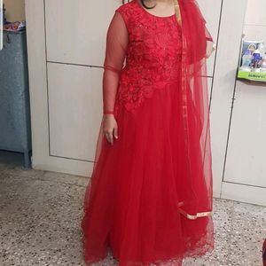 Red One Piece With Dupatta