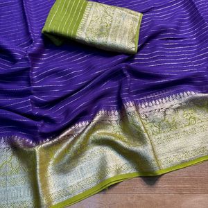 Pure Viscose Georgette Weaving Jacquard Saree🫶