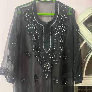 Chikankari net kurti