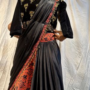 Designer Black Lehngha Sari