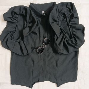 Balloon Sleeves Black Shirt