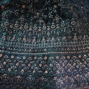 teal wedding lehenga