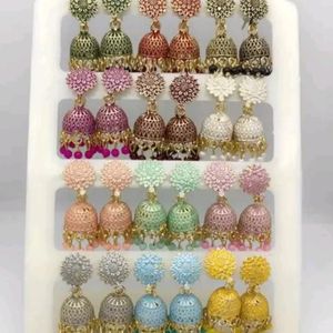 Jhumkhas Earrings Combo Set Of 12 Colours