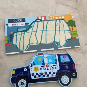 11 PCs wooden puzzle - Police Car