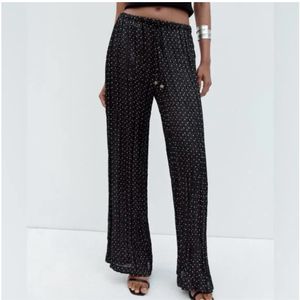 Zara Polka Dot Wrinkle Effect Trousers