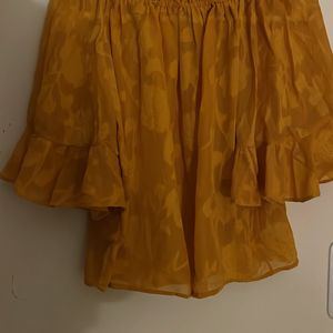 Off Shoulder Ginger Mustard Top