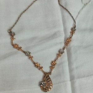 Pure Silver Necklace Rose Gold Colour