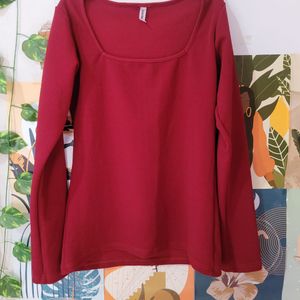 Amazon square neck maroon top