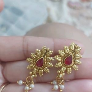 Golden & Red Jhumka