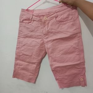 Aesthetic Pink Denim Capri