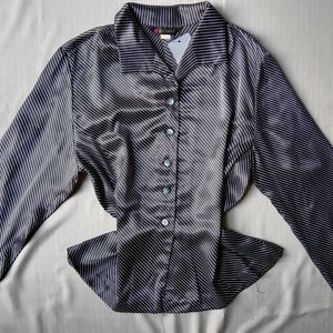 New Premium Korean Black Stripped Silk Shirt