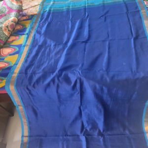 Royal Blue With Sky-blue Silk Saree