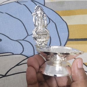 DIWALI GIFT Laxmi Mata With Diya In Silver Color