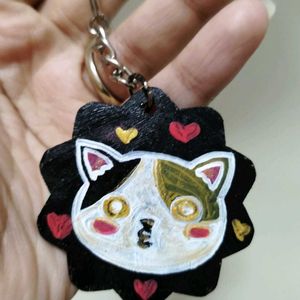 Hand Painted Cat Keychain