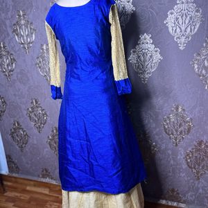 Long Front  Cut Kurti With Skirt