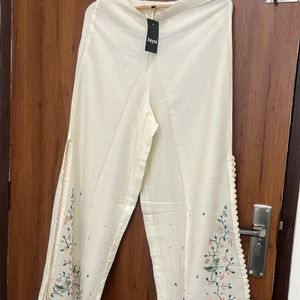 Cotton Double Layer Palazzo With Embroidery