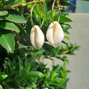 Cowrie Shell Hoop Earrings