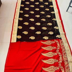 Bridal Red Colour Beautiful Saree