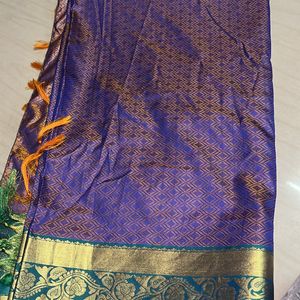 Double Color Saree With Ready Made Blause