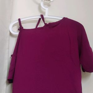 Burgundy One Shoulder Top