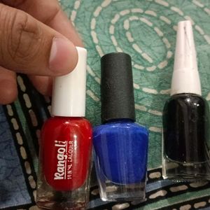 3 Nail Paint Black Red Blue