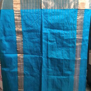 Festive Silk Sari Cyan Colour