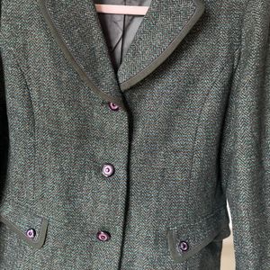 Teal Green Shimmer Single Breasted Blazer