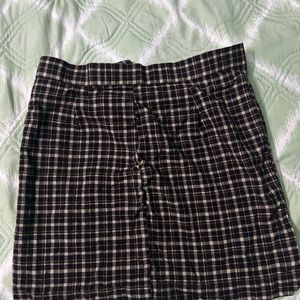 Brown Checkered Skirt