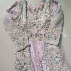 Pakistani Gown With Jwellery And Sandle