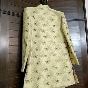 Men Wedding Pista Green Embroidery IndoWestern Set