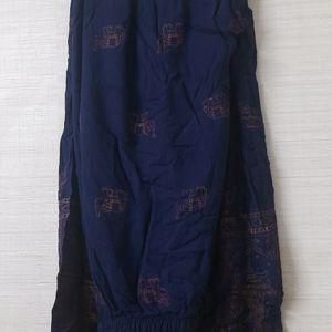 Blue Cotton palazzo with prints and elephant print