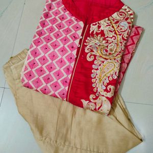 Golden Red Colour Kurta Set