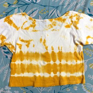 YELLOW WHITE tie dyed top women