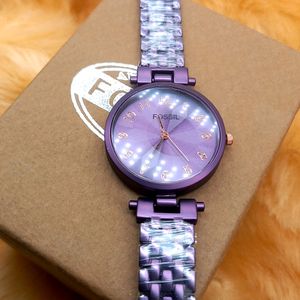 Fossil Analog purple colour stainless steel