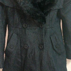 Fur Collar Coat Black Beauty Wollen Jacket