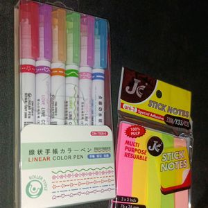 Roller Pen And Sticky Notes